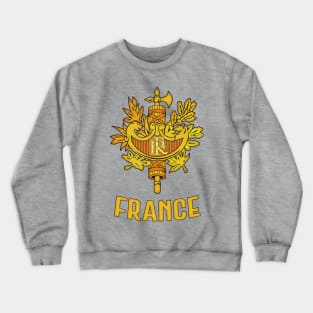 France  // Faded Style Coat of Arms Emblem Design Crewneck Sweatshirt